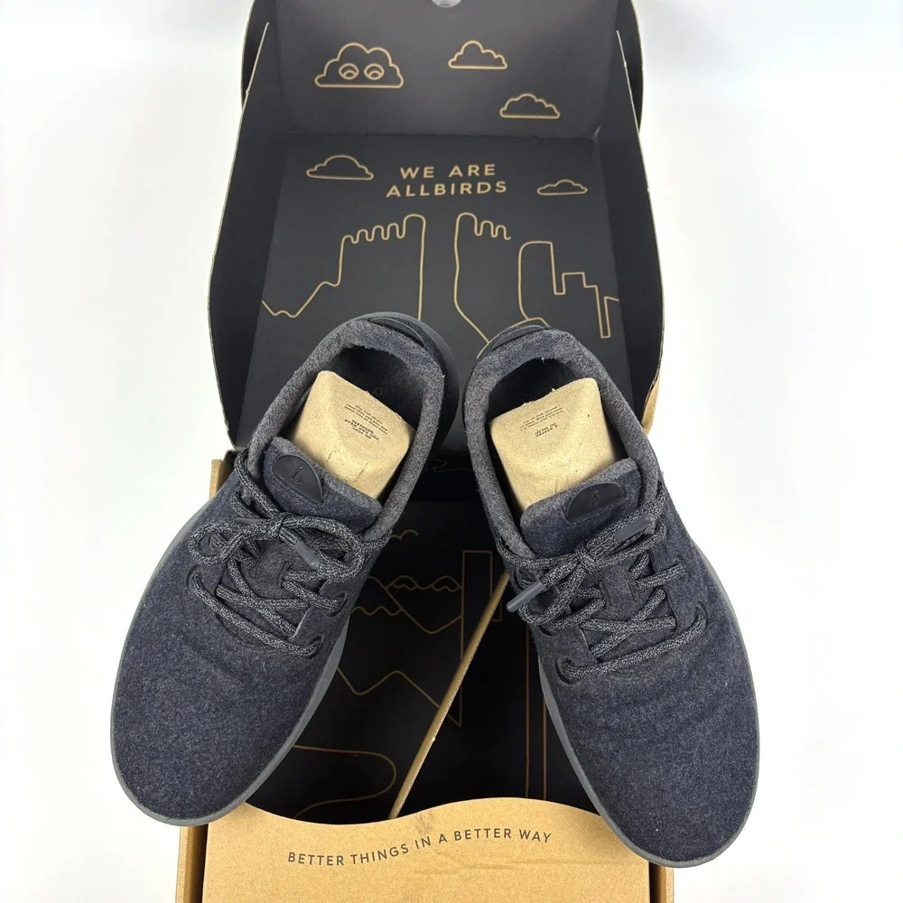 Allbirds Wool Runner Mizzle Shoes Mens Sz 11 Natural Black/Dark Gray with Box